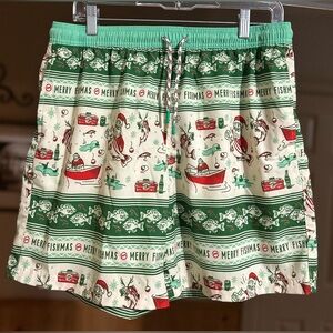 Magellan Water Repellant Fishing Shorts Sz M Men Holiday Novelty Merry Fishmas